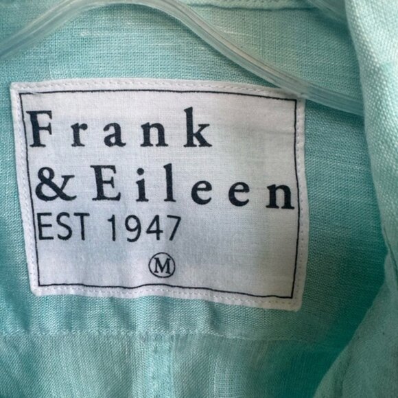 Frank & Eileen 100% Linen Shirley Button Shirt Classic Preppy Minimalist Blue M - Picture 12 of 16